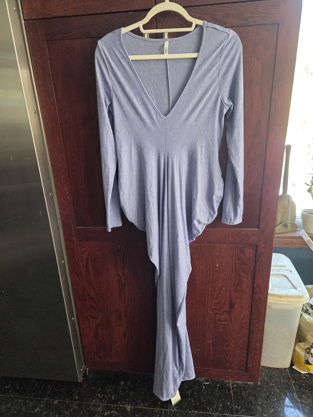HALARA Light Lavender Asymmetrical V-Neck Maxi Dress